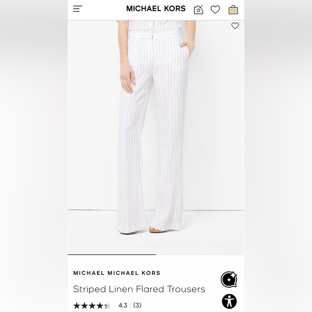 Michael Kors White Striped Wide Leg Pants